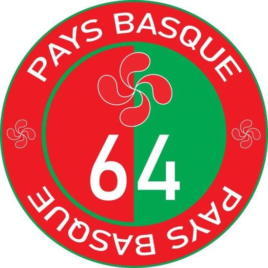 64 Pays Basque Euskal Herria croix basque Lauburu rouge et vert rond autocollant adhésif sticker logo867 (Taille: 4 cm)