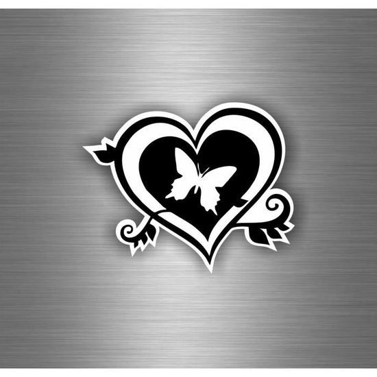 Autocollants Tuning Voiture/moto - Motifs Cœur, Papillon, Fleur - Décoration Personnalisable R2