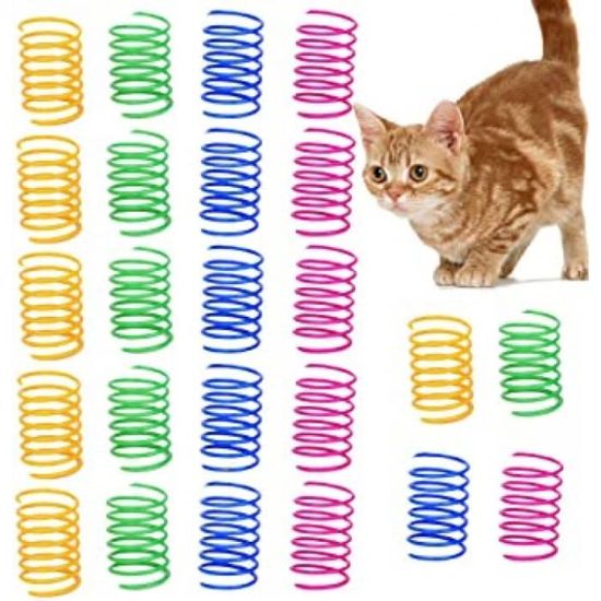 24 pièces jouet ressorts chat, jouet de chat à ressorts de couleur, spirale en plastique, jouets interactifs durables pour chat,