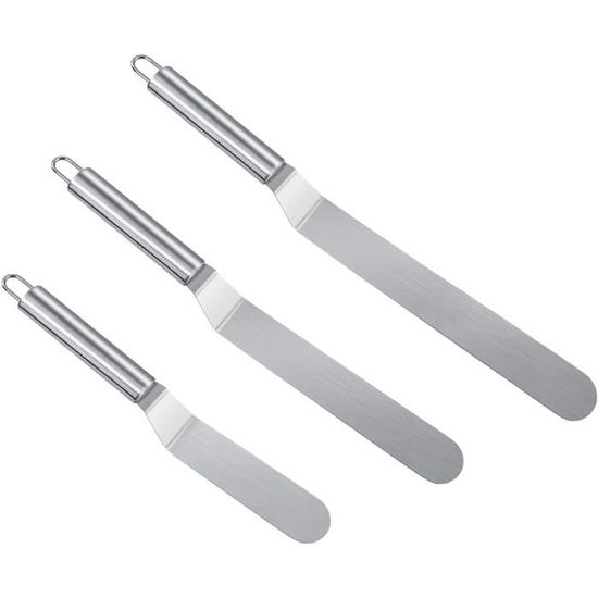 Kit De 3 Spatules à Glaçage En Inox - Pour Décorer Gâteaux, étaler Crème, Finition Lisse - 10 à 11 Cm