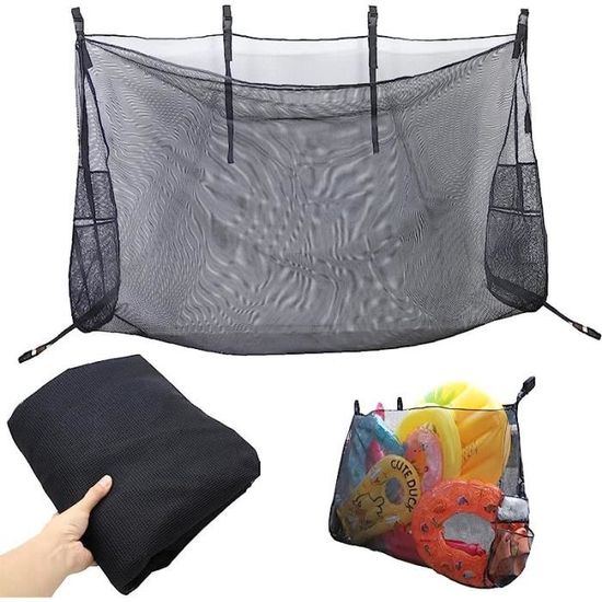 Boîte De Rangement Pour Piscine Suusolny - Grand Bac En Maille Noire Avec Roulettes - Organiseur Robuste