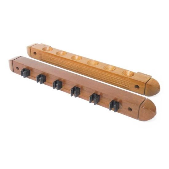 Support Mural Billard 10 Queues - Rangement Accessoires - Bois Haut-Densité - Style Rétro