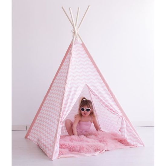 Kiddus Tente Teepee Deco Chambre Bebe Enfant Jeux Symbolique Blanc