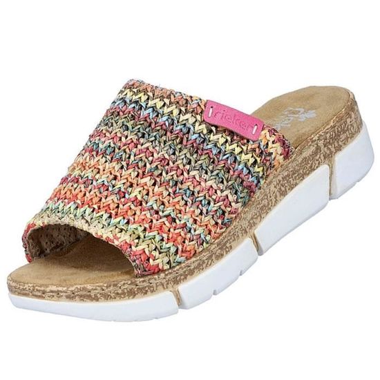 Mules compensées Rieker Violet/Bleu Talon compensé 40mm