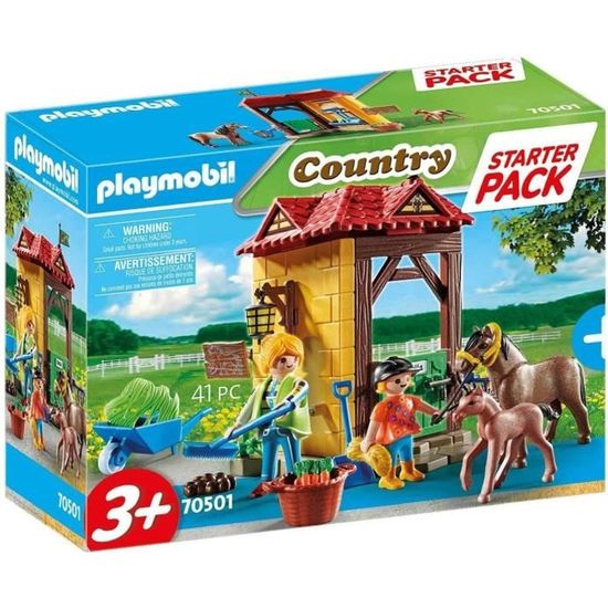 PLAYMOBIL - 70501 - Starter Pack Box et poneys - Playmobil Country - Mixte - 15 pièces