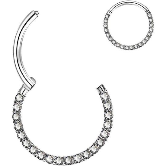 Piercing Helix/ Cartilage 16G En Acier 316L - Forme Fleur Avec Zircone - Tige 6mm Ou 8mm - Couleurs Transparent, Vert, Noir