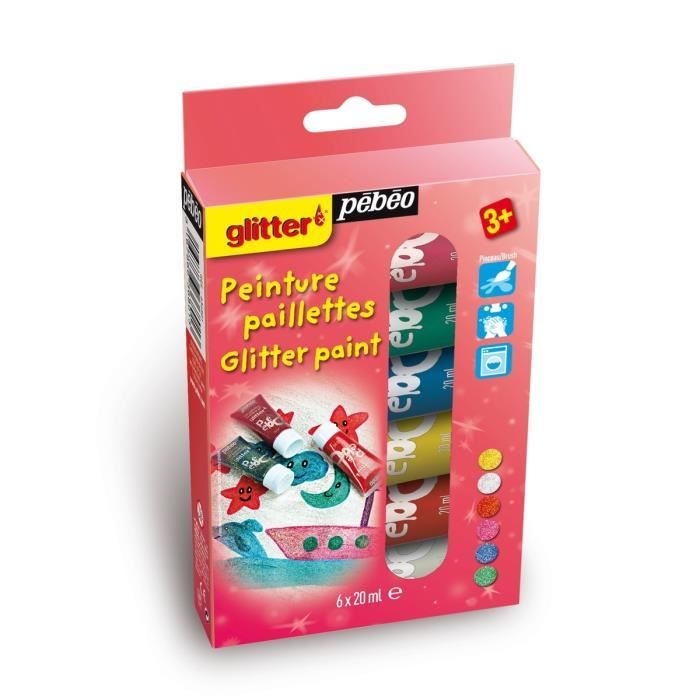 PEBEO Peinture Paillettes 6x20 ml - Achat / Vente autres peintures PEBEO Peinture  Paillettes - Cdiscount