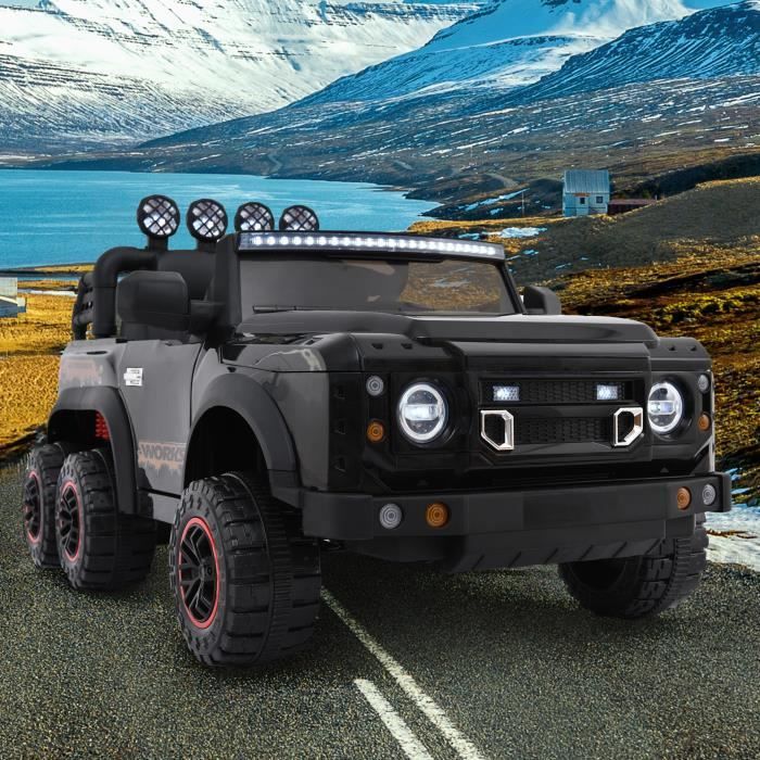 Voiture électrique Pour Enfant avec 6 roues-Avec télécommande,lumières LED, musique, Bluetooth-Noir