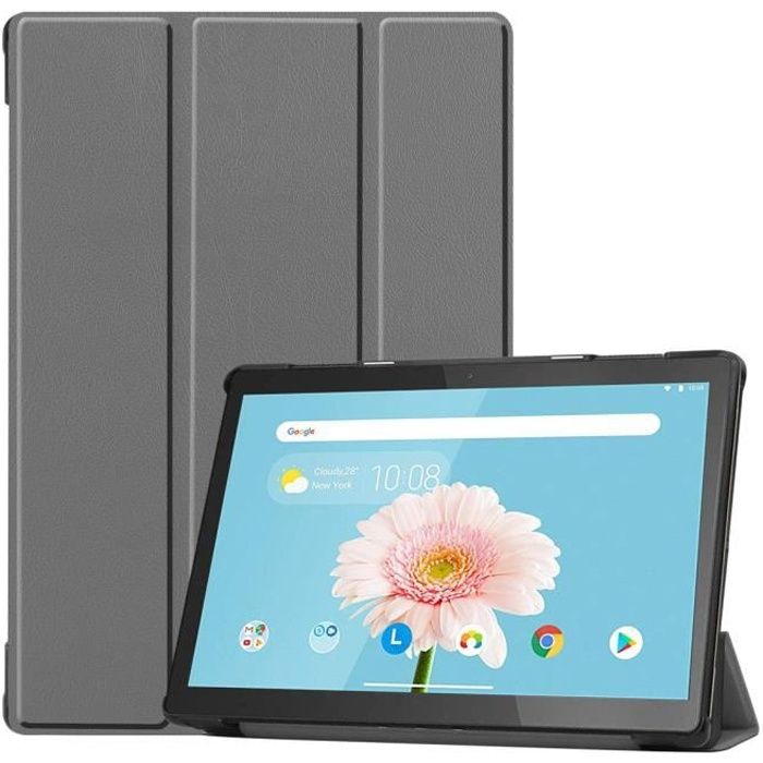 Coque Lenovo Tab M10 TB-X505F (10.1-) - Léger PU Cuir Antichoc Etui Housse Lenovo Tab M10 - Gris