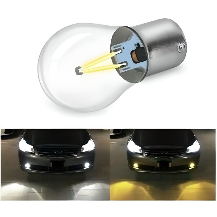 Ampoule P21W LED BA15S COB BLANC 6000K pour Feux Veilleuse Auto moto