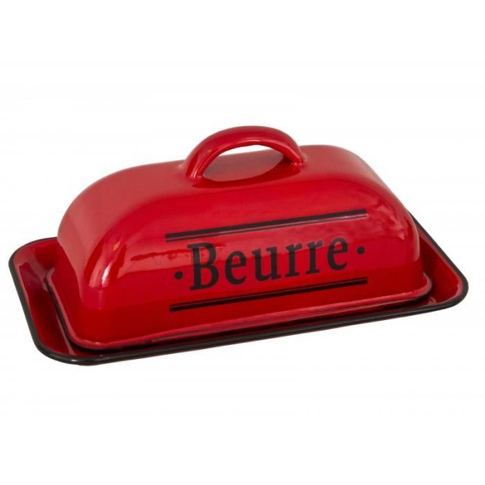 Antic Line - Beurrier émaillé rouge « Beurre »