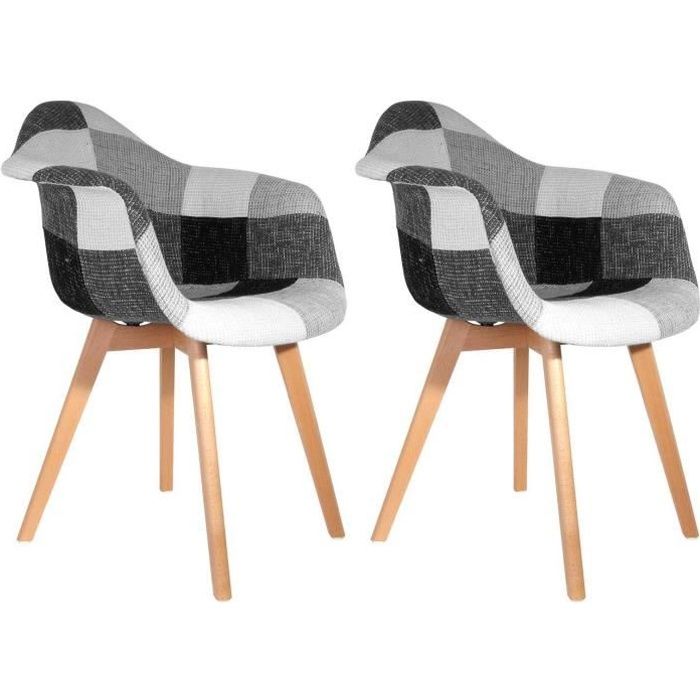 Fauteuil scandinave Patchwork (Lot de 2) Gris