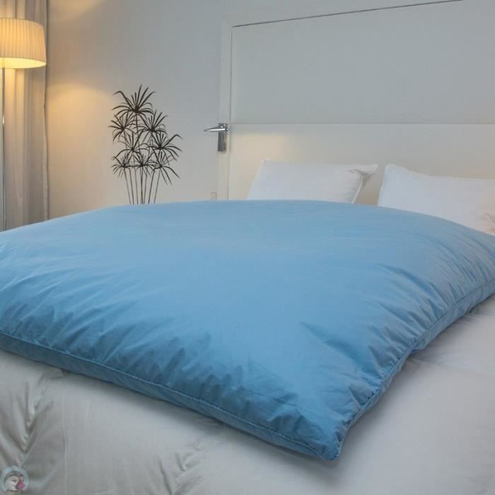 Édredon gonflant 140x160 cm 90% duvet neuf bleu