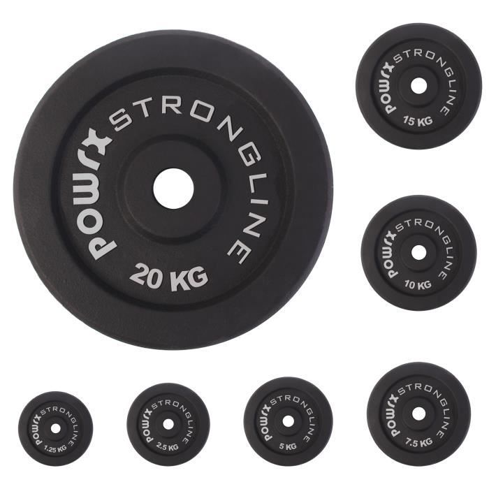 POWRX- Plaques de poids de 2 ou 4 haltères poids fonte 5 - 40 kg I 30 mm Poids: 2 x 5 kg