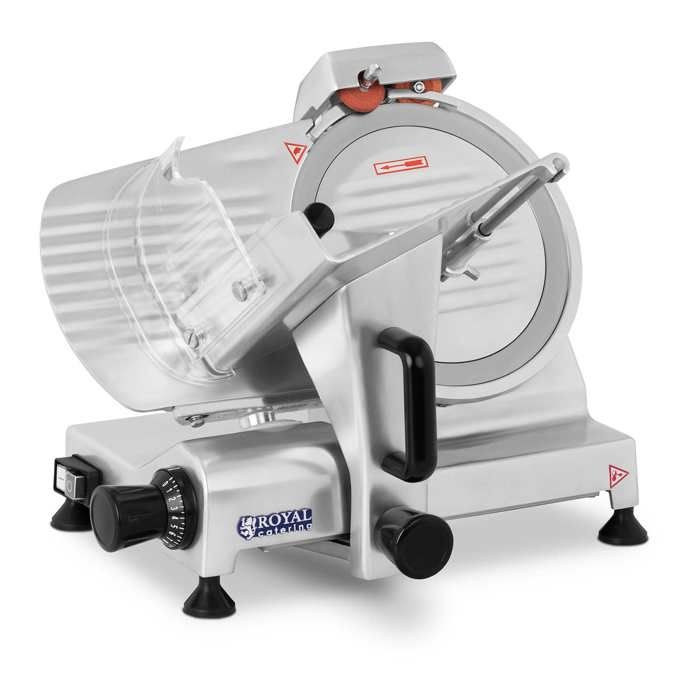Trancheuse à jambon Royal Catering 38x48x37cm 180W Épaisseur de coupe 0-12 mm Diamètre des lames Ø 250 mm RCAM-250PRO