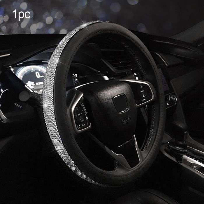 Couvre volant de voiture en strass, housse de volant en cuir PU, couvre volant automatique, accessoire Steering wheel cover