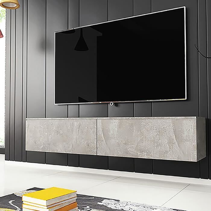 Meuble TV / Meuble de salon - KANE - 140 cm - béton - sans LED - style moderne