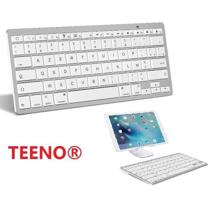 Teeno® Clavier sans fil Clavier Bluetooth ultra-mince pour iOS,Windows,Android Smartphone PC Tablette AZERTY
