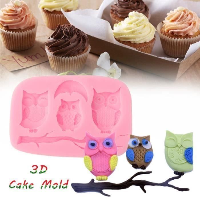 3D DIY Hibou Moules Gâteaux Silicone Forme Pain Muffin Pâtisserie Savon Cuisine Bo01655
