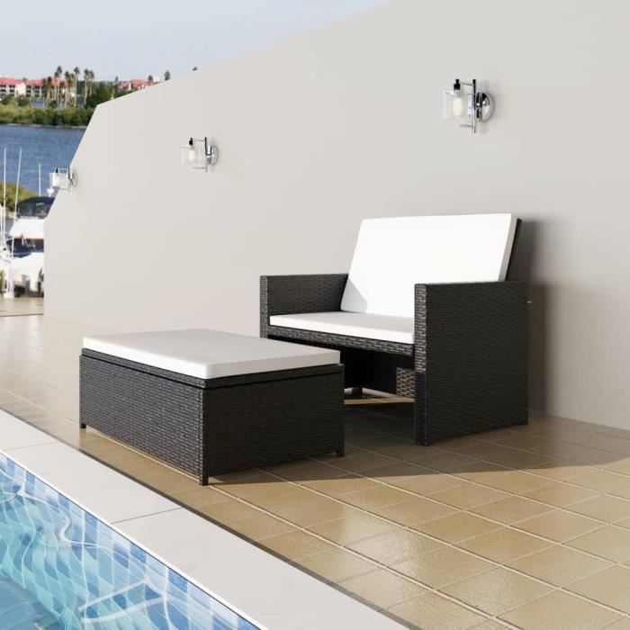Moderne- Salon de jardin 2 personnes - 2 pcs Meuble de jardin - Mobilier de jardin Ensemble repas de jardin - Résine tressée