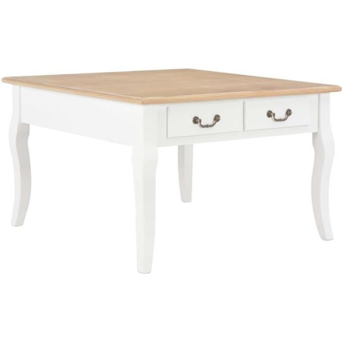 LUXE”7346Table basse contemporain Blanc 80 x 80 x 50 cm Boi Table basse Blanc 80 x 80 x 50 cm Bois