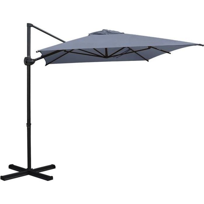 ROMA Basic Parasol Déporté Jardin 2.7 x 2.1 m - Rectangulaire Gris - SORARA