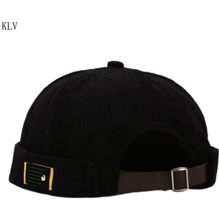 Unisexe lettres étiquette velours bonnet Docker casquette Harajuku Hip Hop rétro roulé manchette san BK