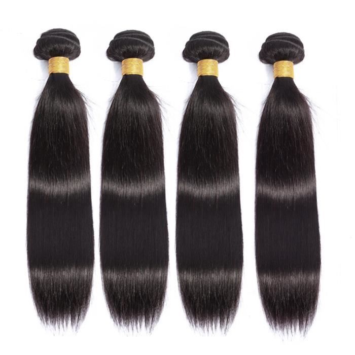 Tissage en lot brésilien mèches de cheveux naturels 4 Paquets 100g-pcs Noir(20-20-22-22-)