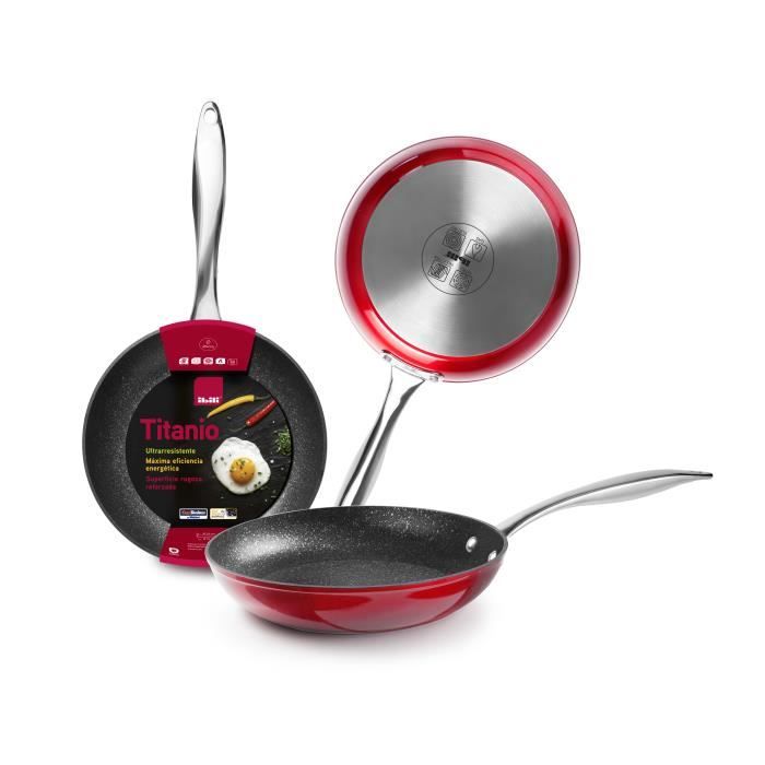 POELE RED ROCK 0 28 CM ALUMINIUM FORGE SANS PFOA MANCHE METALLIQUE 3 MM EPAISSEUR TOUT FEUX DONT INDUCTION - FOUR JUSQU'A 230° - ...