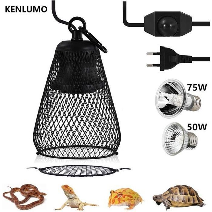 KENLUMO Lampe chauffante reptile - 75W 50W UVA UVB Lampe tortue Terrestre Chauffante Reptiles et Amphibiens pour Aquarium