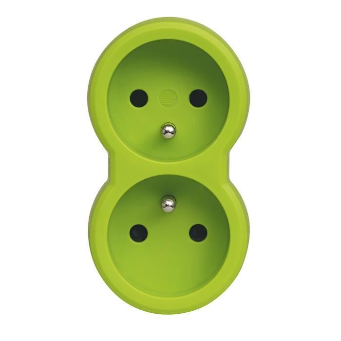 LEGRAND Fiche multiprise 16 A 2x2 P+T 2 sorties frontales vert
