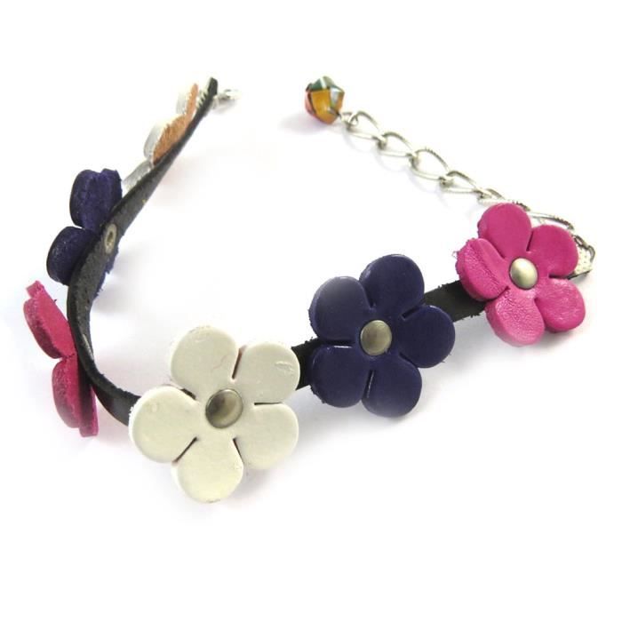 Bracelet artisanal cuir New Life ivoire (fait main)- Les Trésors De Lily [N8850]