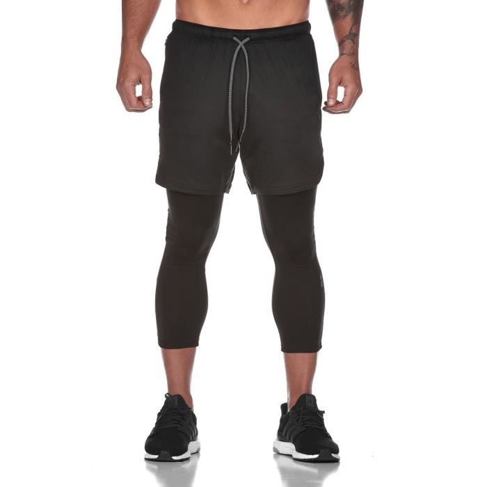 Pantalon de compression Ensemble 2 pièces (legging de compression+Shorts)Basketball Musculation Séchage Rapide