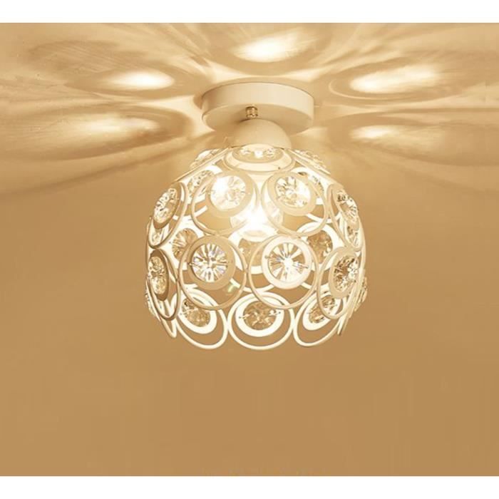 Plafonnier Lustre en Cristal Restaurant Pendentif Eclairage Plafonnier en Fer Forgé Lustre pour Salon - Blanc, 20cm