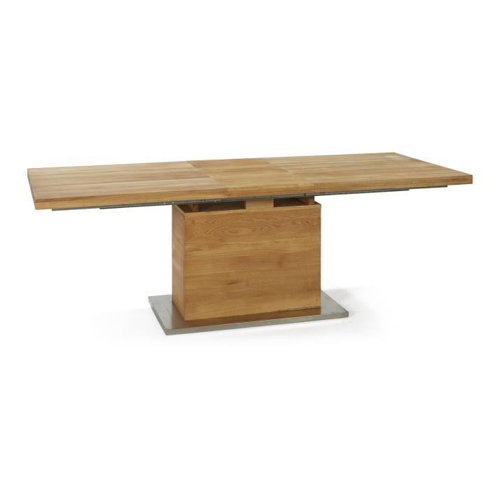 HALDEN Table Repas Extensible Allonges Papillon en Bois Massif Chêne