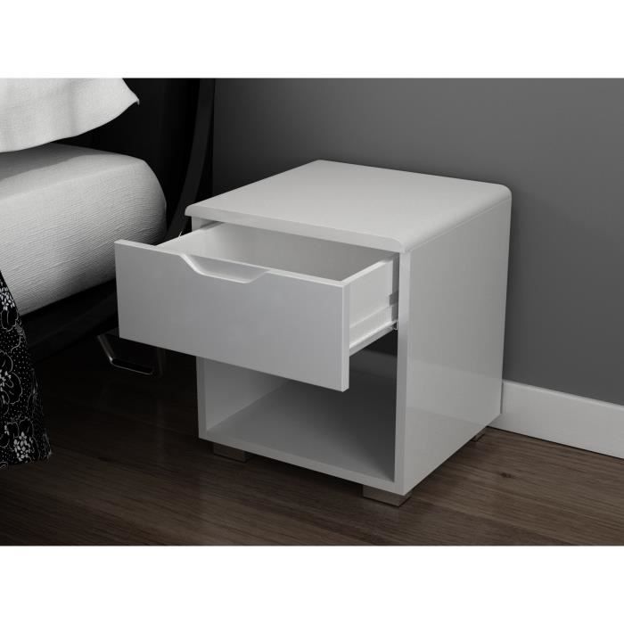 URBANO Chevet contemporain laqué blanc brillant - L 35 cm