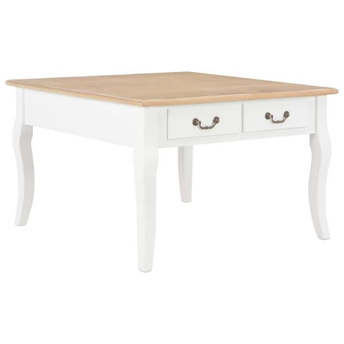 vidaXL Table basse Blanc 80 x 80 x 50 cm Bois-MEY