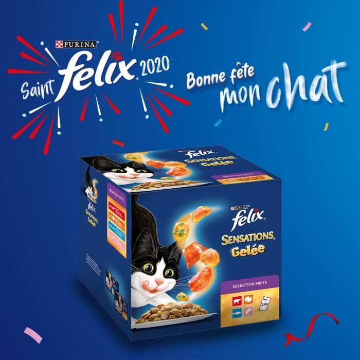 FELIX Sensations en gelée - Viandes et poissons - Sachets fraîcheur pour chat adulte - 24 x 100 g