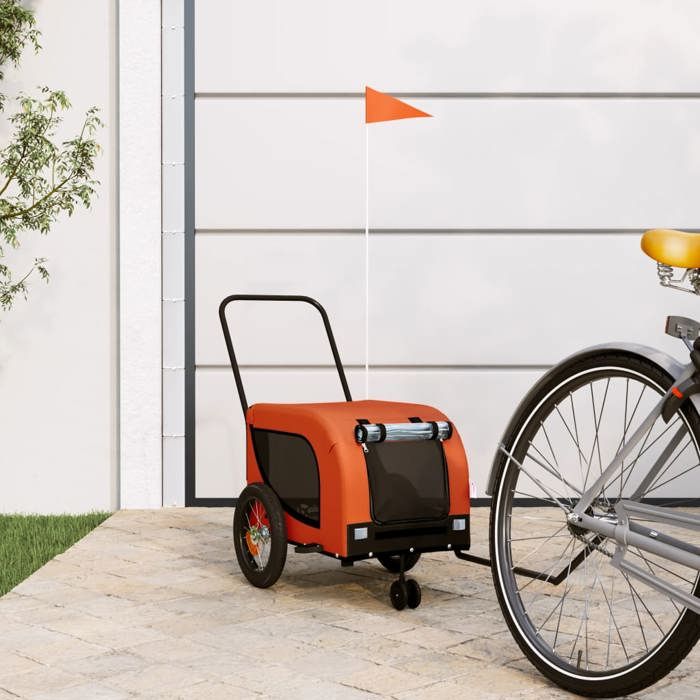 vidaXL Remorque de vélo pour animaux de compagnie orange et noir 94012