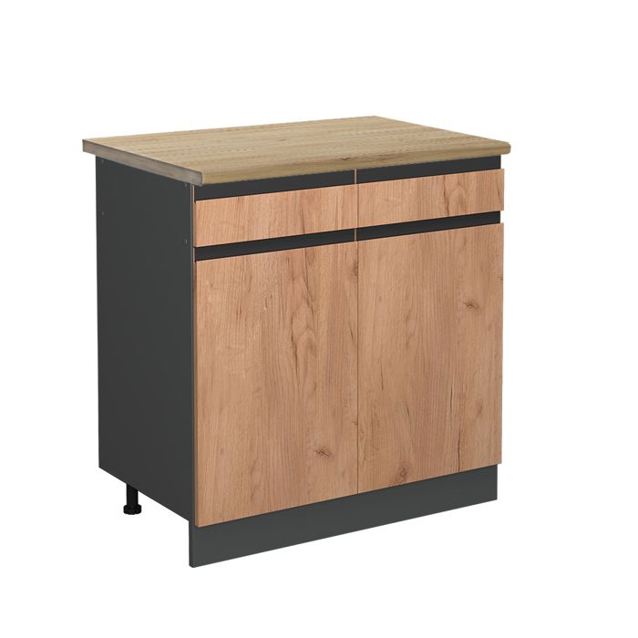 Meuble cuisine R-Line 80cm J-Shape PT Chêne Chêne de force doré/Anthracite Vicco 46158