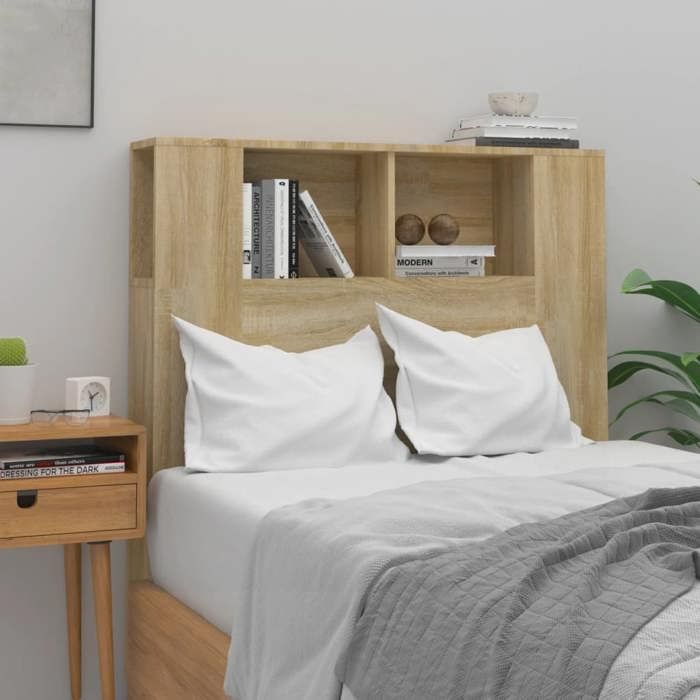 Armoire de tête de lit-Tête de lit-Panneau avec Rangement Chêne sonoma 100x185x1045 cm