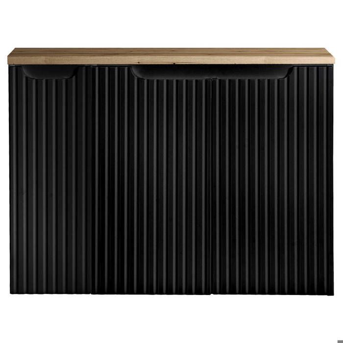 Meuble sous-lavabo NEWPORT avec 3 portes 80 x 60 x 40 cm noir effet chêne