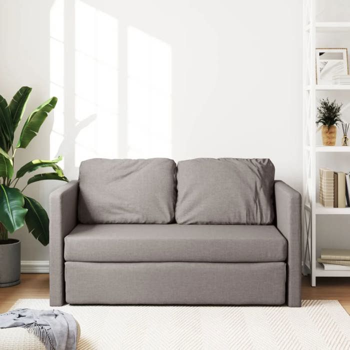 Lit banquette 2 places - convertible - Canapé-lit 2 en 1 taupe 112x174x55 cm tissu CAL2111463