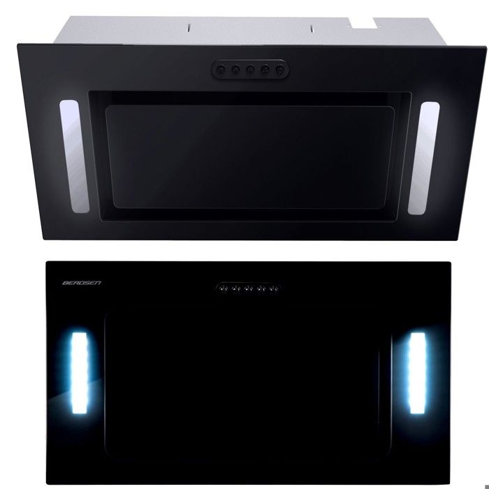 Hotte aspirante encastrable - JANSHOP - 52 cm - Noire - Éclairage LED - Silencieuse - 3 niveaux de réglage