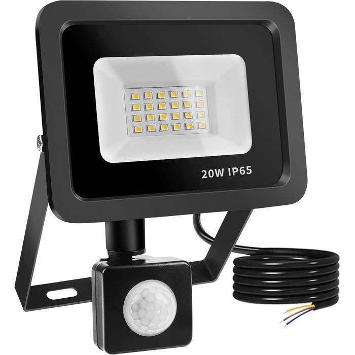 Projecteur Filaire Slim Avec Détecteur De Mouvement Ip65 (20w) Blanc