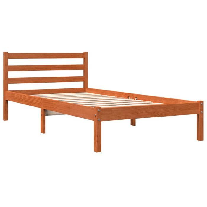 Cadre de lit - VIDAXL - MANGO - 90x190 cm - Bois pin massif - Cire marron