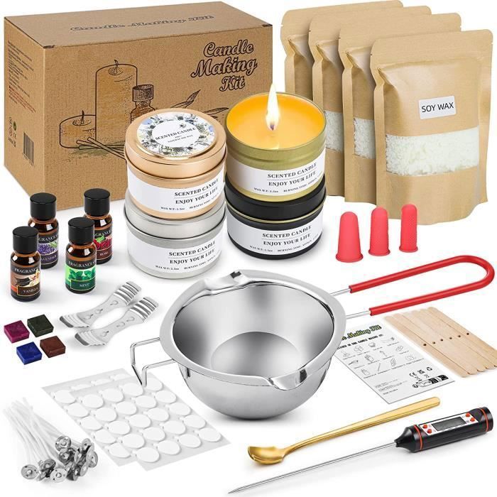 Kit Fabrication Bougies DIY - Cire De Soja Naturelle, Parfums, Accessoires Inclus - Activité Manuelle Adulte/enfant - Idée Cadeau Créative - 2