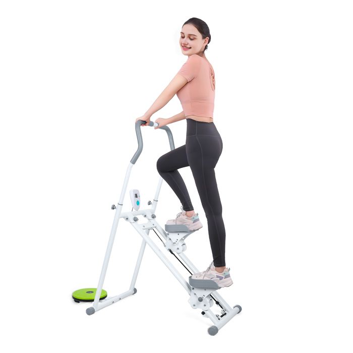 Stepper vertical pliable 2 niveaux de résistance écran LCD structure robuste guidon réglable max 150kg