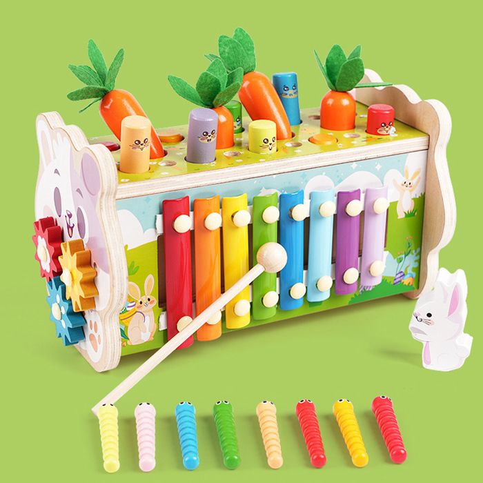 Jouet Bebe Montessori 8 en 1 Jeux en Bois Jouet Educatif Enfant avec XylophoneJeu Pêche Jeu Marteau Jouet dactivité Cadeau Noël