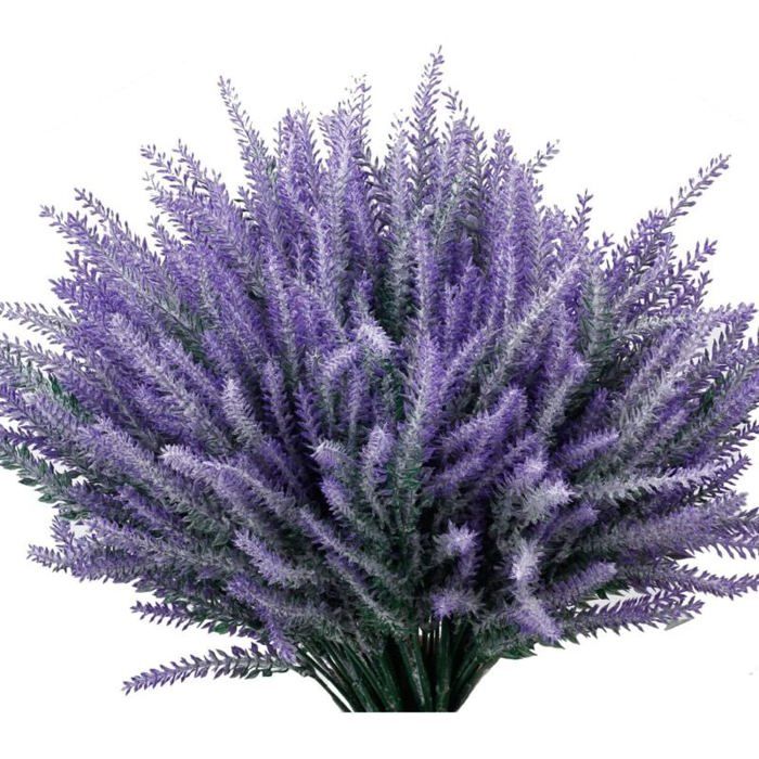 10 fleurs lavande artificielles violettes – bouquet décoratif pot mariage bureau Label